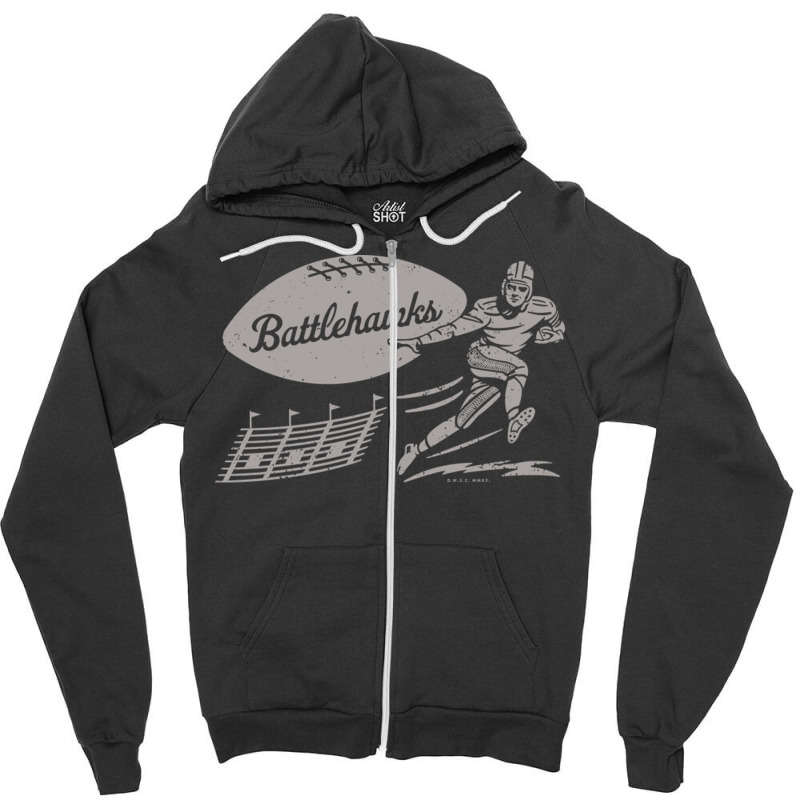 Vintage Xfl Football St Louis Battlehawks Gray Battlehawks Wordmark Zipper Hoodie by JeremyHurley | Artistshot