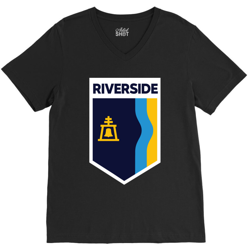 Riverside California City Flag Emblem V-Neck Tee by AbeaJuanje | Artistshot