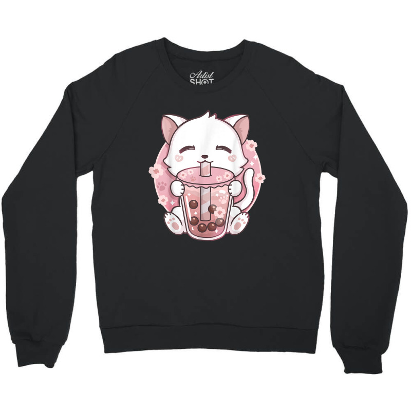 Anime Kawaii Boba Cat Bubble Tea Cat Boba Tea Cat Crewneck Sweatshirt by Irena D Good | Artistshot