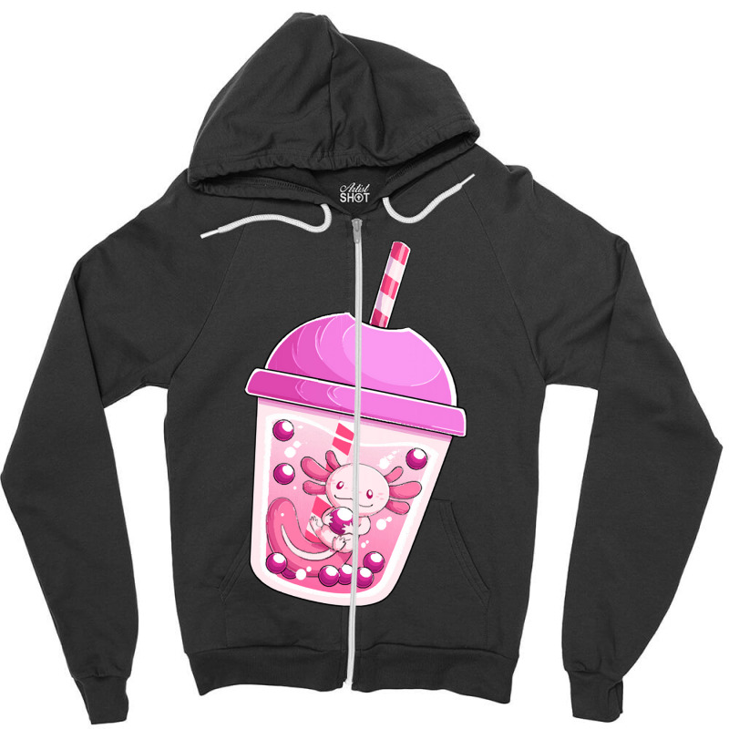 Axolotl Boba Tea T Shirt Bobalotl Zipper Hoodie by Irena D Good | Artistshot