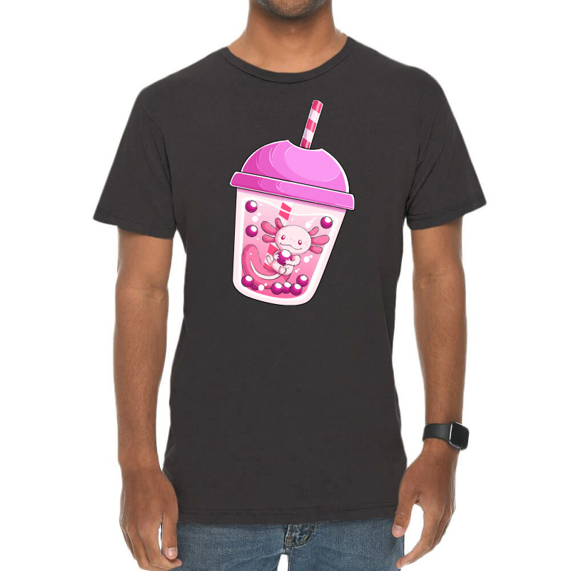 Axolotl Boba Tea T Shirt Bobalotl Vintage T-Shirt by Irena D Good | Artistshot