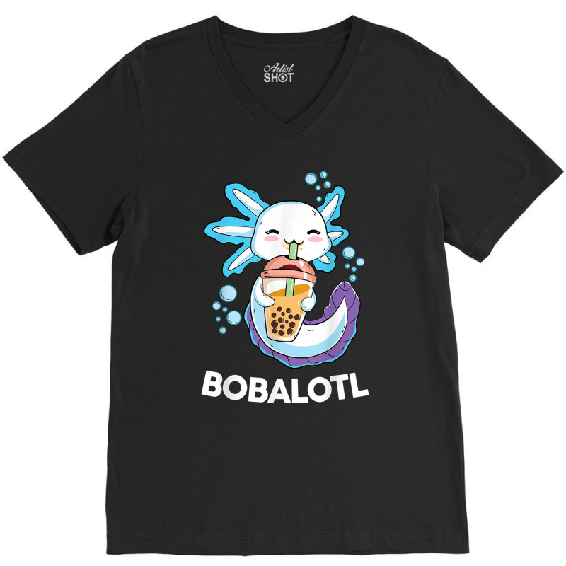 Axolotl Boba Bubble Tea Kawaii Anime Japanese Kids Teen Girl V-Neck Tee by Irena D Good | Artistshot