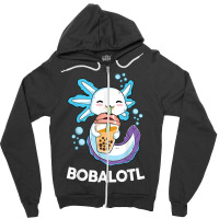 Axolotl Boba Bubble Tea Kawaii Anime Japanese Kids Teen Girl Zipper Hoodie | Artistshot