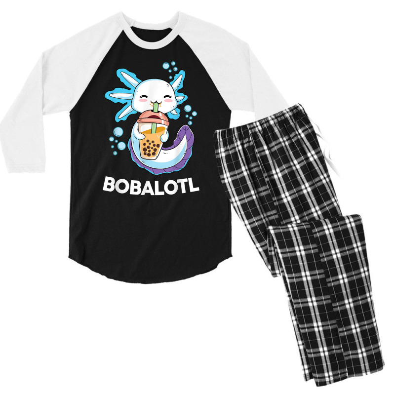 Axolotl Boba Bubble Tea Kawaii Anime Japanese Kids Teen Girl Men's 3/4 Sleeve Pajama Set by Irena D Good | Artistshot