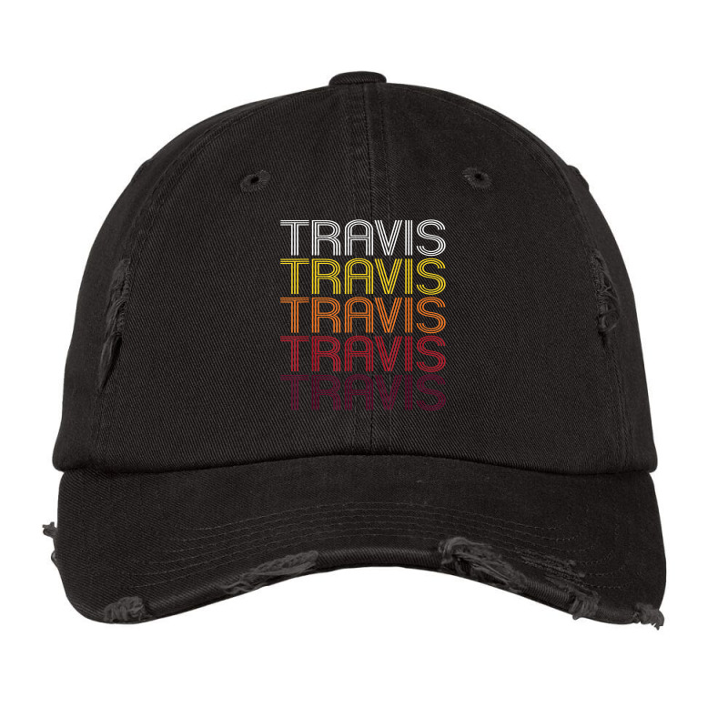 Travis Retro Wordmark Pattern Vintage Style Vintage Cap by ArlenMadera | Artistshot