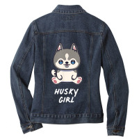 Siberian Husky Girl Kawaii Huskies Anime Dog Owner Family Ladies Denim Jacket | Artistshot