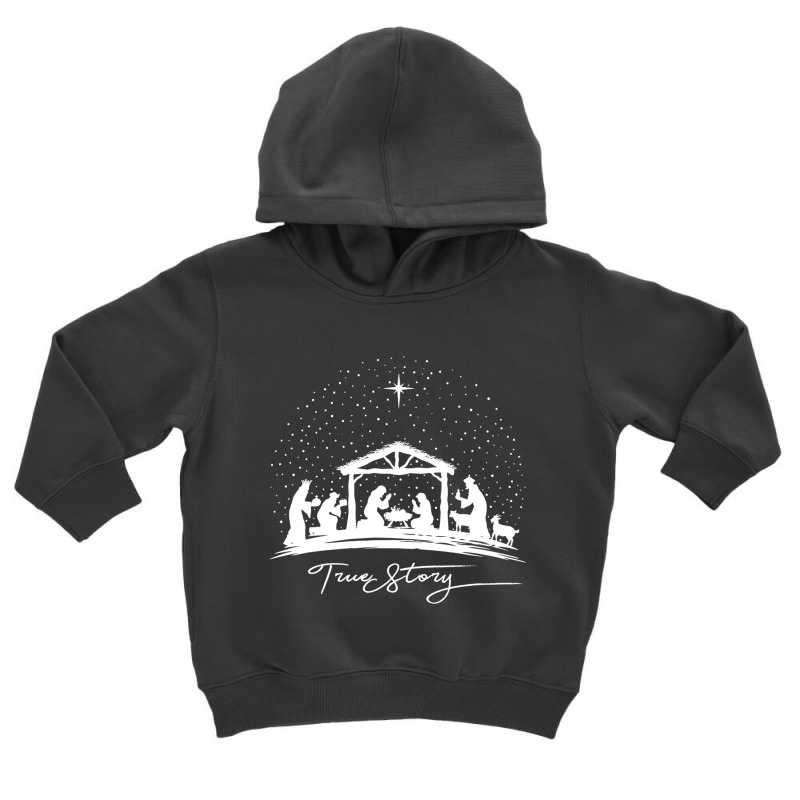 True Story Nativity Christmas Baby Jesus Manger Catholic Long Sleeve Toddler Hoodie by MaricelyOrtiz | Artistshot