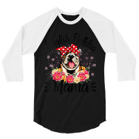 English Bulldog Mama Florals Cute Dog Mom Mother's Day 3/4 Sleeve Shirt | Artistshot