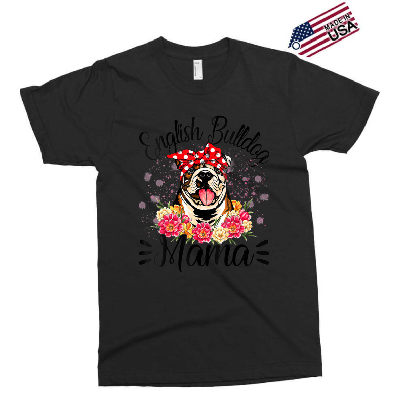 English Bulldog Mama Florals Cute Dog Mom Mother's Day Exclusive T-shirt by behindcedar22 | Artistshot