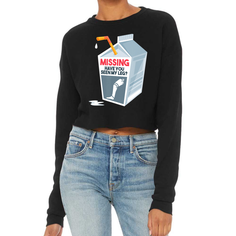 Funny Amputee Prosthetic Milk Cartoon Cropped Sweater by degreesgunner | Artistshot