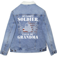 My Favorite Soldier Calls Me Grandma Veteran Shirts Unisex Sherpa-lined Denim Jacket | Artistshot