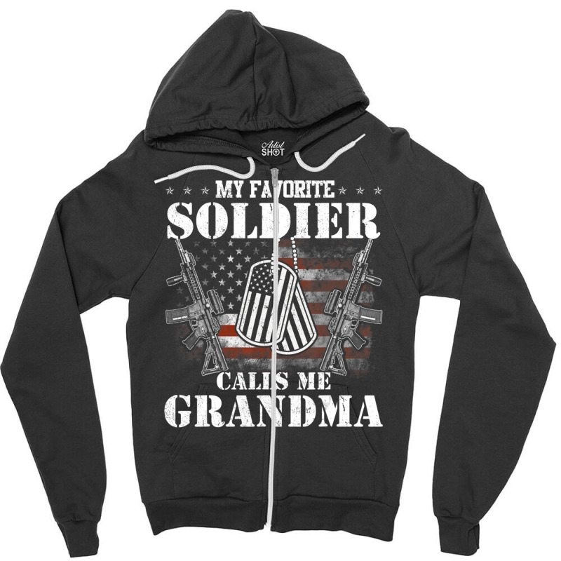 My Favorite Soldier Calls Me Grandma Veteran Shirts Zipper Hoodie | Artistshot