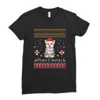 Merry Corgmas Corgi Christmas Tree Lights Happy Holidays Ladies Fitted T-shirt | Artistshot