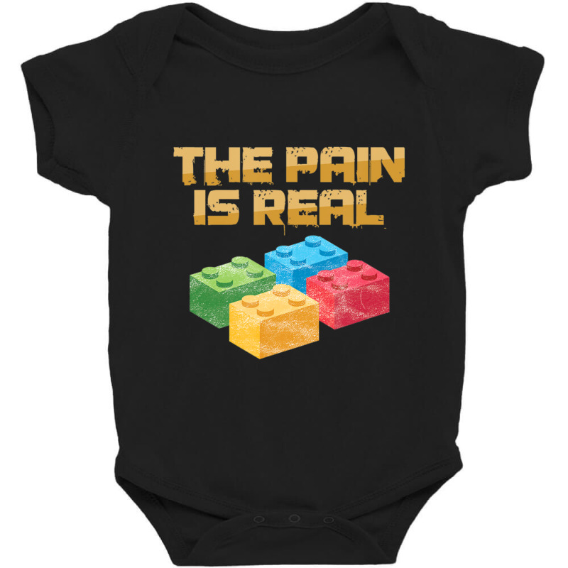 Funny Building Blocks Bricks Builder Pain Is Real Gift Baby Bodysuit | Artistshot