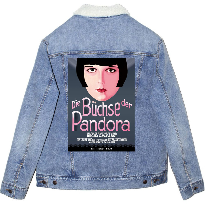 Pandora's Box - German Film Poster For The Silent Film Directed Unisex Sherpa-lined Denim Jacket | Artistshot