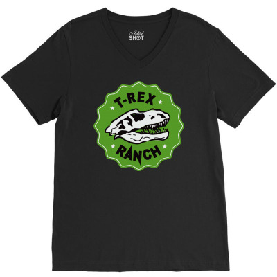 T Rex Ranch V-neck Tee Designed By Jablay