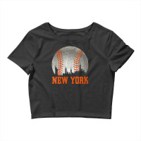 Womens New York Ny Skyline Baseball Vintage Met At Gameday V-neck Crop Top | Artistshot