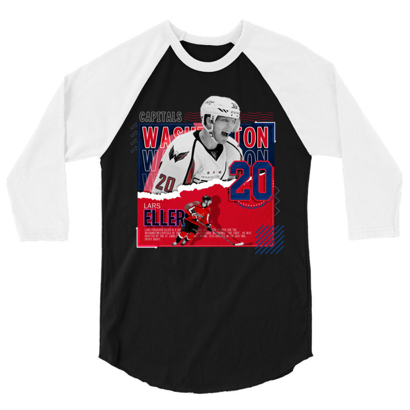 Lars Eller Hockey Paper Poster Capitals 3/4 Sleeve Shirt by LakeshaHughlett | Artistshot