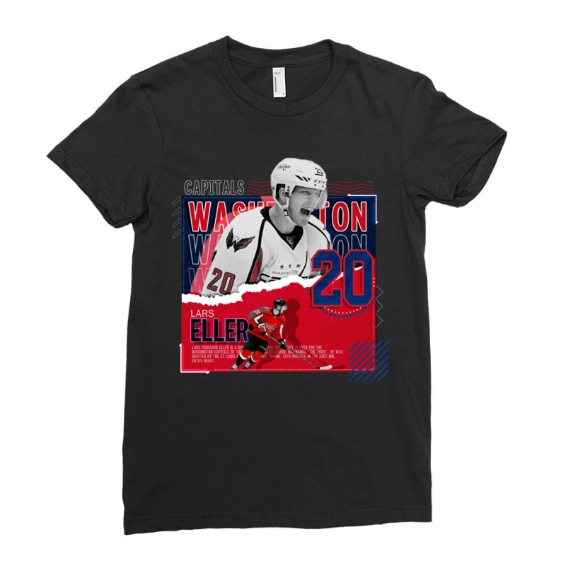 Lars Eller Hockey Paper Poster Capitals Ladies Fitted T-Shirt by LakeshaHughlett | Artistshot