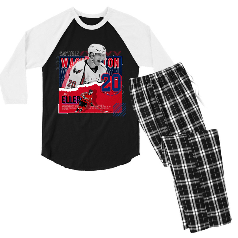 Lars Eller Hockey Paper Poster Capitals Men's 3/4 Sleeve Pajama Set by LakeshaHughlett | Artistshot