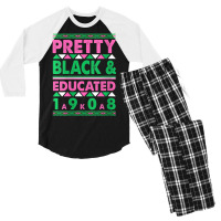 Womens Pretty Black And Educated J15 Founder's Day Aka Women V-neck Men's 3/4 Sleeve Pajama Set | Artistshot