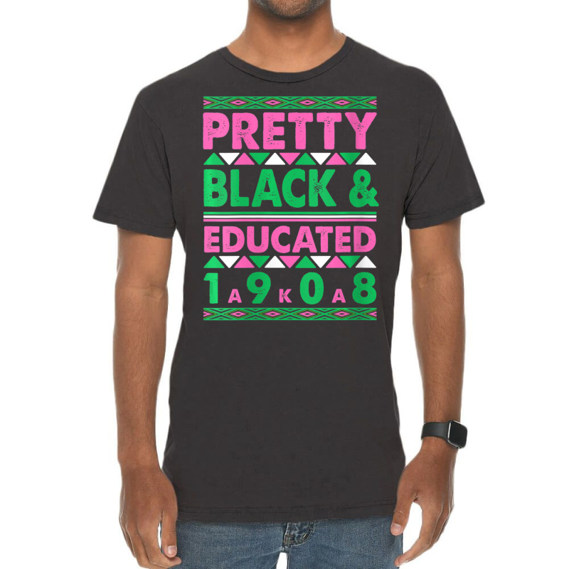 Womens Pretty Black And Educated J15 Founder's Day Aka Women V-neck Vintage T-shirt | Artistshot