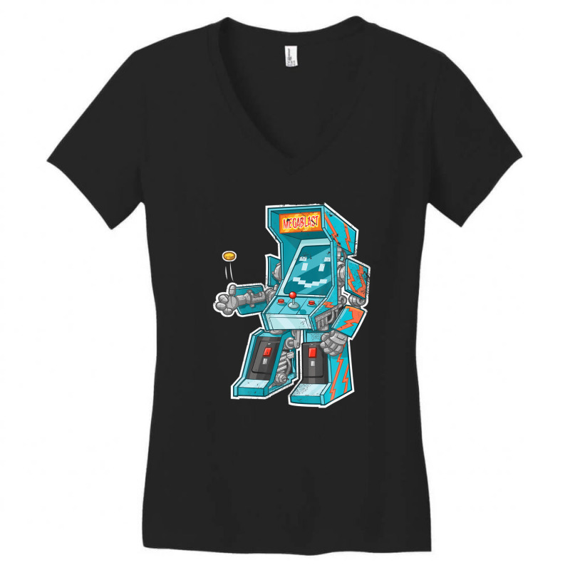 Arcade Bot- Video Game Cabinet With Joystick In Disguise Women's V-Neck T-Shirt by mccuteoraleer | Artistshot