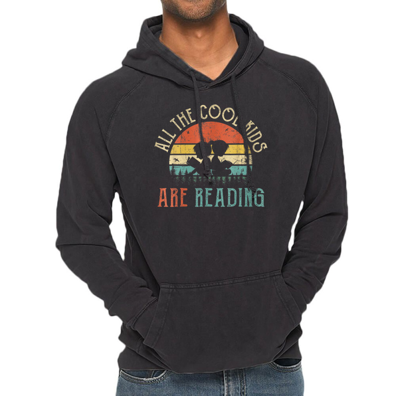 Womens Reading Teacher All The Cool Kids Are Reading Book Vintage Vnec Vintage Hoodie | Artistshot