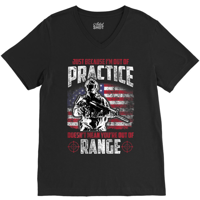 Out Of Practice Veteran Veterans Flag Backside V-neck Tee | Artistshot