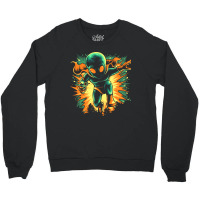 Retro Martian Alien On The Attack With His Ray Gun Crewneck Sweatshirt | Artistshot