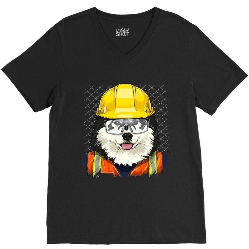 Alaskan Malamute Construction Worker Alaskan Malamute Dog 234 V-neck Tee | Artistshot