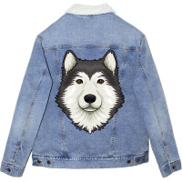 Alaskan Malamute Dog Headalaskan Malamute Dog Lover 337 Unisex Sherpa-lined Denim Jacket | Artistshot