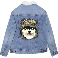 Alaskan Malamute Soldier Veteran Dogarmy Dog Lover 622 Unisex Sherpa-lined Denim Jacket | Artistshot