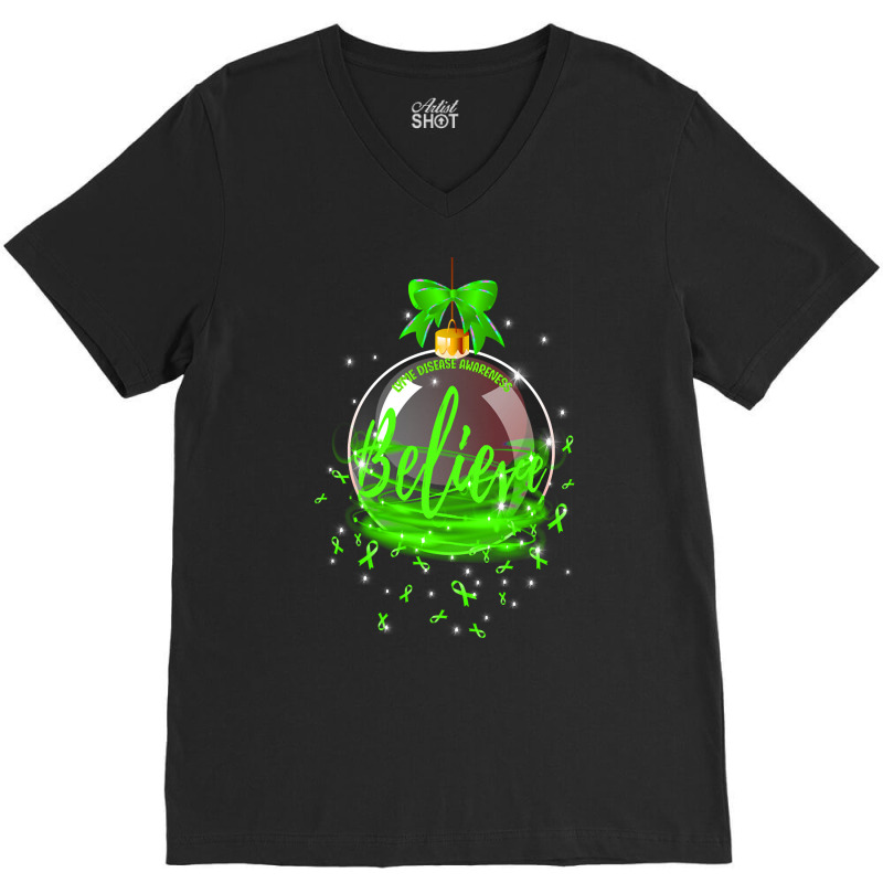 Lyme Disease Awareness - Believe Ornament Christmas V-Neck Tee by declangreenwood | Artistshot