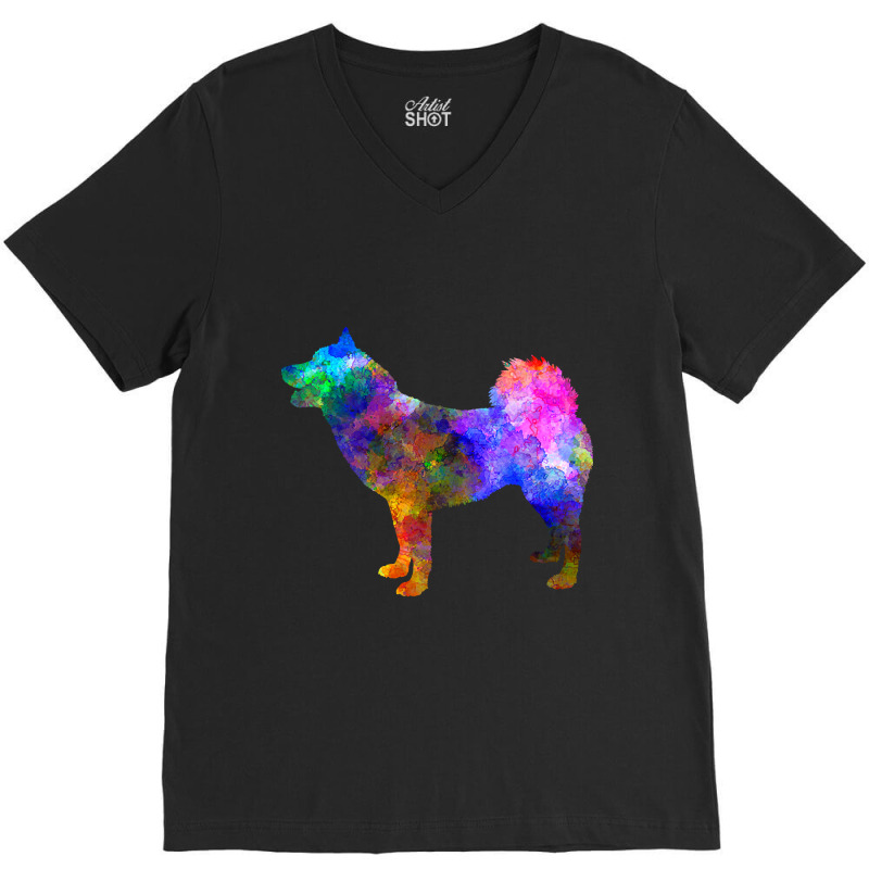 Greenland Dog In Watercolor V-neck Tee | Artistshot