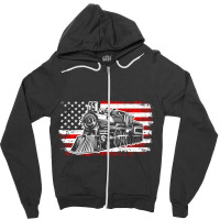 Train Steam Locomotive Railroad Usa American Flag Zipper Hoodie | Artistshot