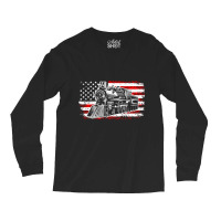 Train Steam Locomotive Railroad Usa American Flag Long Sleeve Shirts | Artistshot