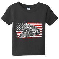 Train Steam Locomotive Railroad Usa American Flag Baby Tee | Artistshot