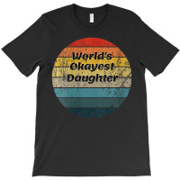 Womens World's Okayest Daughter Vintage Sunset 60s 70s V-neck T-shirt | Artistshot