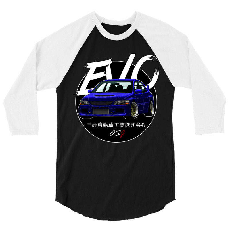 Jdm Evo Blue Black Sun Edition 3/4 Sleeve Shirt | Artistshot