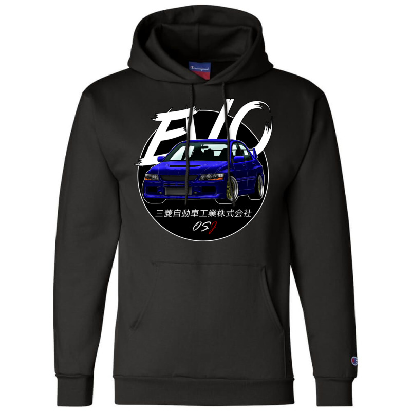 Jdm Evo Blue Black Sun Edition Champion Hoodie | Artistshot