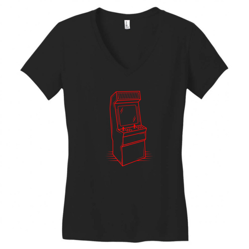 Arcade Game Arcade Cabinet Vintage Retro Arcade Video Game Women's V-Neck T-Shirt by mccuteoraleer | Artistshot