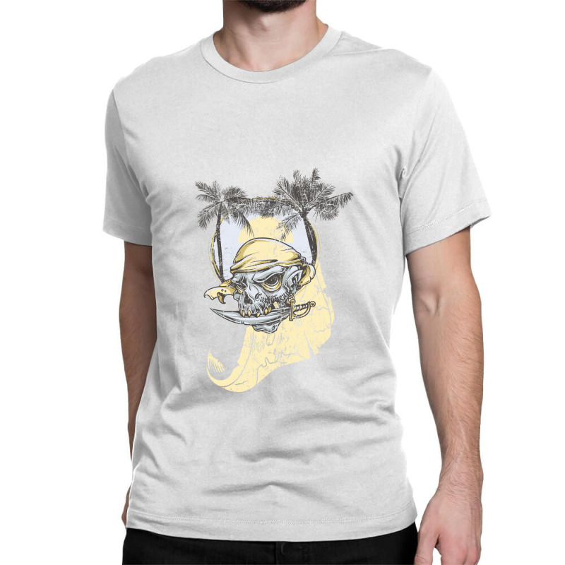 A Pirate Skull On A Sunny Caribbean Background, Perfect For The Summer Classic T-shirt | Artistshot