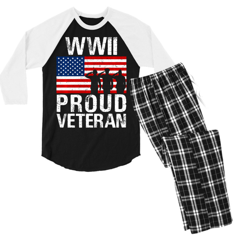 Proud Wwii World War Ii Veteran Gift For Military Men Women Men's 3/4 Sleeve Pajama Set by bummercaught | Artistshot