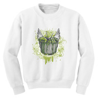 A Monster That’s Coming Out A Drum Set On A Vibrant Green Background Youth Sweatshirt | Artistshot