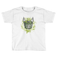 A Monster That’s Coming Out A Drum Set On A Vibrant Green Background Toddler T-shirt | Artistshot