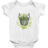 A Monster That’s Coming Out A Drum Set On A Vibrant Green Background Baby Bodysuit | Artistshot