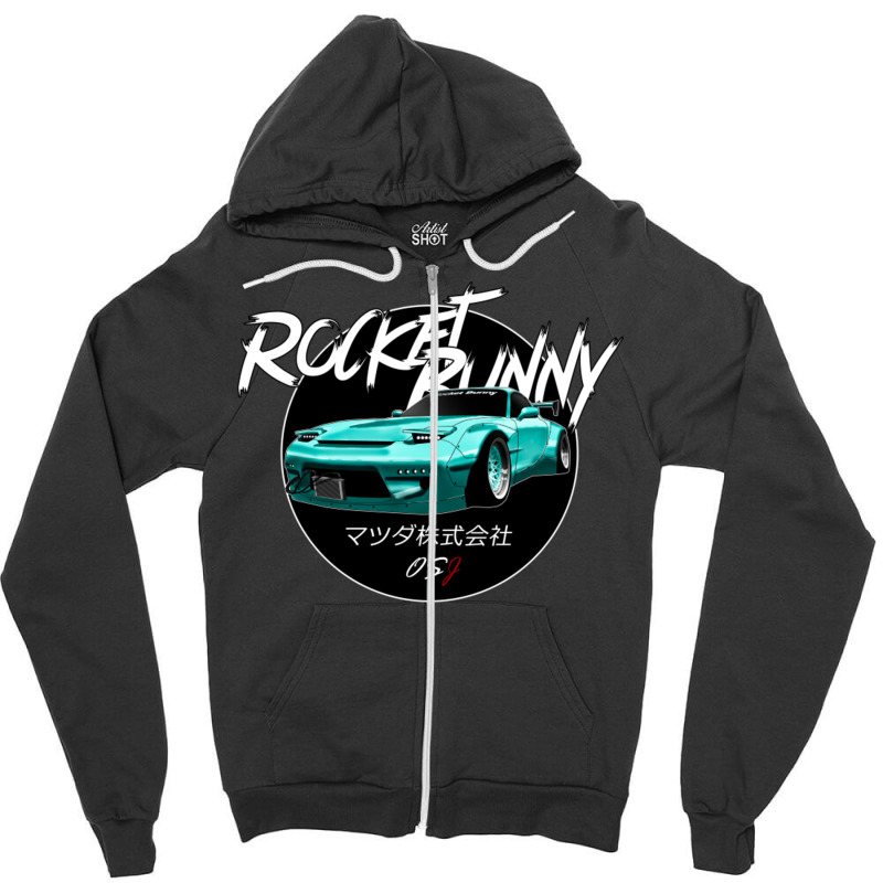 Jdm Rx 7 Black Sun Edition Zipper Hoodie | Artistshot