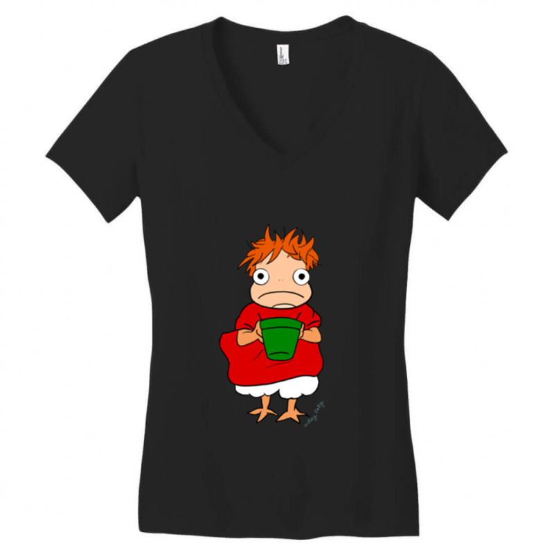 Ponyo With Their Bucket Long Women's V-Neck T-Shirt by AYESHAJOHNSON | Artistshot