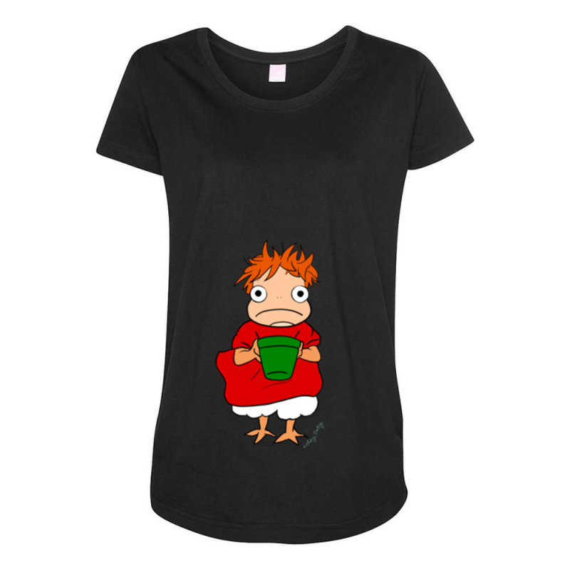 Ponyo With Their Bucket Long Maternity Scoop Neck T-shirt by AYESHAJOHNSON | Artistshot